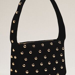 By Anthropologie Studded Velvet Bag Black
